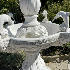 Gartenbrunnen rund aus Beton mit Delphinsujet, 165 cm hoch - Image 6
