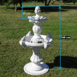 Betonbrunnen für den Garten, Zierbrunnen mit Fröschen, 155 cm 2