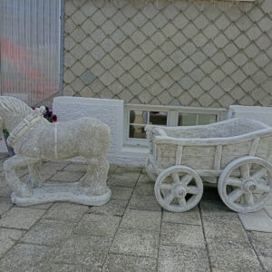 Pflanzkübel Beton XXL: Pferd, Wagen, Kutscher, 180 cm lang 3