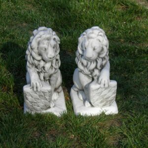 2 Betonfiguren für den Garten: 2 Wächterlöwen, 40 cm hoch 4