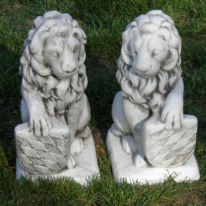 2 Betonfiguren für den Garten: 2 Wächterlöwen, 40 cm hoch