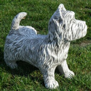 Lustige Hunde Gartenfigur Beton, pinkelnder Terrier, 40 cm hoch 2