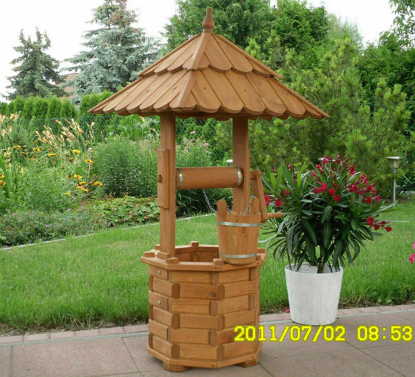 Zierbrunnen aus Holz für den Garten, 120 cm hoch 2