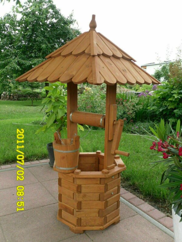 Zierbrunnen aus Holz für den Garten, 120 cm hoch 3