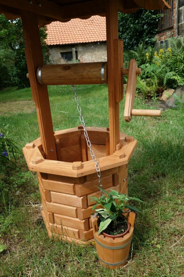 Zierbrunnen aus Holz für den Garten, 120 cm hoch 5