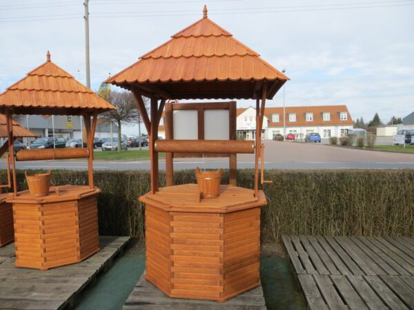 Holzbrunnen für den Garten, Ziehbrunnen mit Dach, 260 cm hoch 3