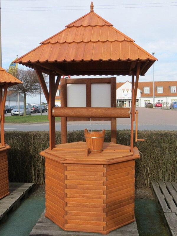 Holzbrunnen für den Garten, Ziehbrunnen mit Dach, 260 cm hoch