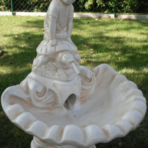 Springbrunnen für Garten, Junge auf Schildkröte, 75 cm hoch