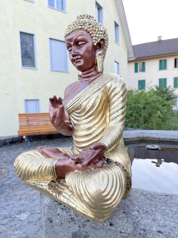 Buddha Statue sitzend mit Abhaya Mudra, 43 cm hoch 8