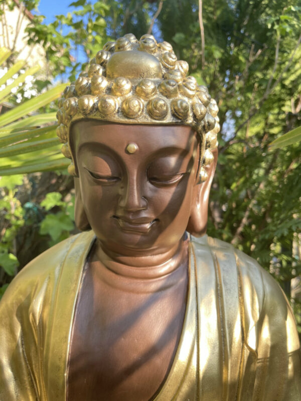 Buddha Figur auf Kissen sitzend, als Innendeko, 58 cm hoch 8