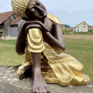 Buddha Figur ruhend, Goldgewand, 59 cm hoch 4