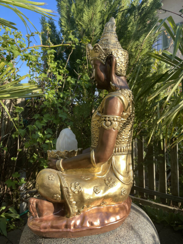 Gartenfigur Buddha beleuchtet, mit Schale und Lampe, H: 78 cm 5