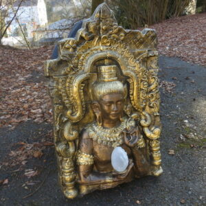 Grosse Buddha Figur, Brustbild-Relief, beleuchtet, 100 cm hoch