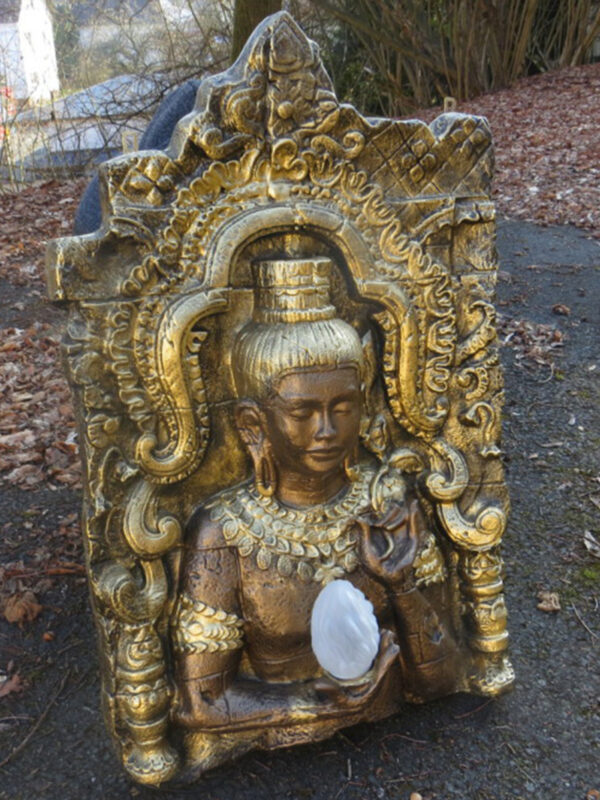 Grosse Buddha Figur, Brustbild-Relief, beleuchtet, 100 cm hoch