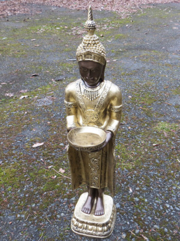 Buddha Statue Tempelwächter mit Schale, H: 72 cm