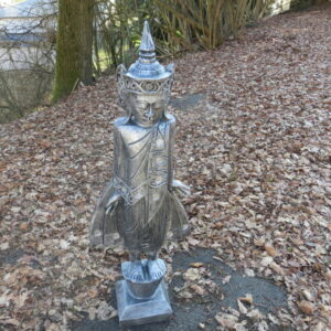 Grosse Buddha Figur Tempelwächter, silbern, 112 cm hoch 1