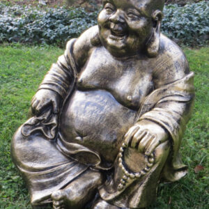 Glücksbuddha in Gold, sitzend, 59 cm hoch