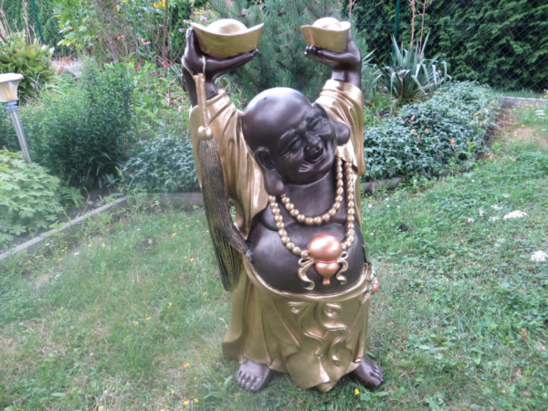 Grosse Glücksbuddha Figur mit 2 Schalen, 90 cm hoch 2