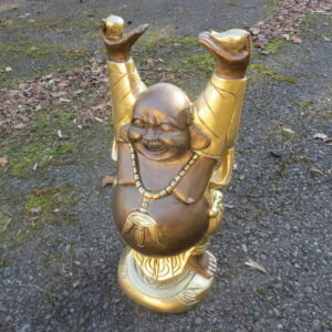 Lachender Buddha mit Goldklumpen und Opferschale, 60 cm hoch 1