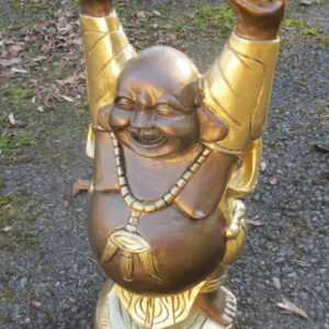 Lachender Buddha mit Goldklumpen und Opferschale, 60 cm hoch