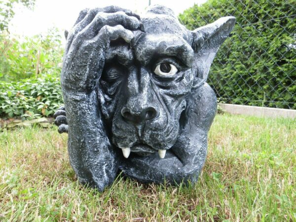 Gartendeko Figur Gargoyle Kopf, 55 cm hoch