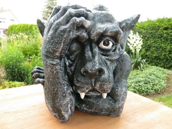 Gartendeko Figur Gargoyle Kopf, 55 cm hoch 3