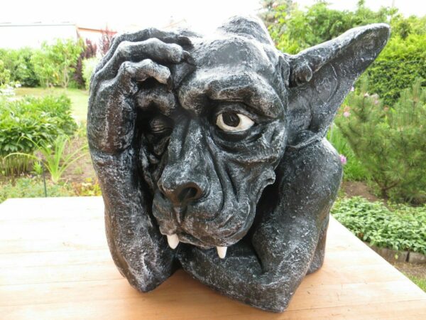 Gartendeko Figur Gargoyle Kopf, 55 cm hoch 2