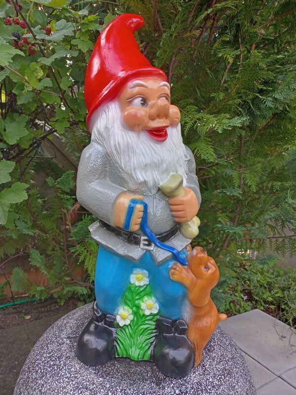 Grosser Deko-Gartenzwerg mit Hund, 70 cm hoch 6