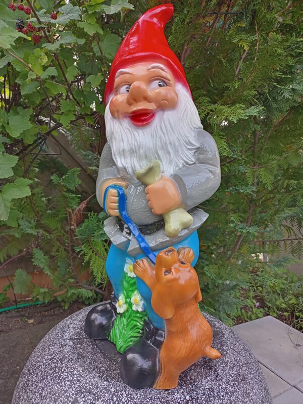 Grosser Deko-Gartenzwerg mit Hund, 70 cm hoch 2
