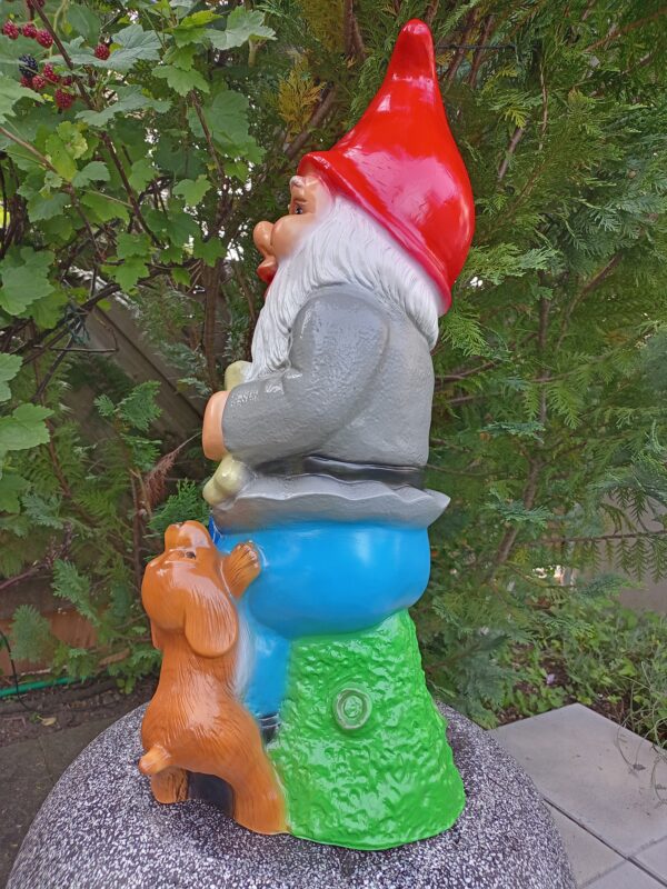 Grosser Deko-Gartenzwerg mit Hund, 70 cm hoch 3