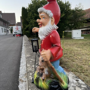 Grosser Gartenzwerg XXL beleuchtet, Laterne und Reh, H: 80cm 6