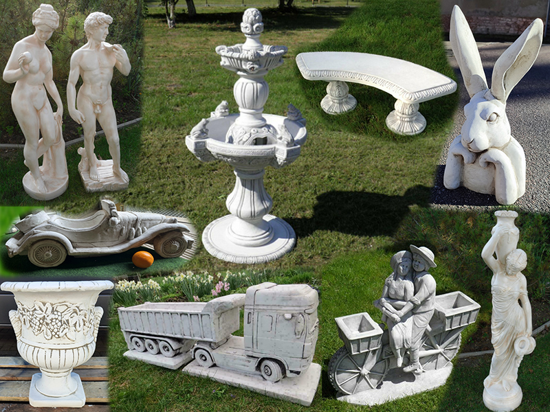 Betonfiguren, Gartenskulpturen aus Stein