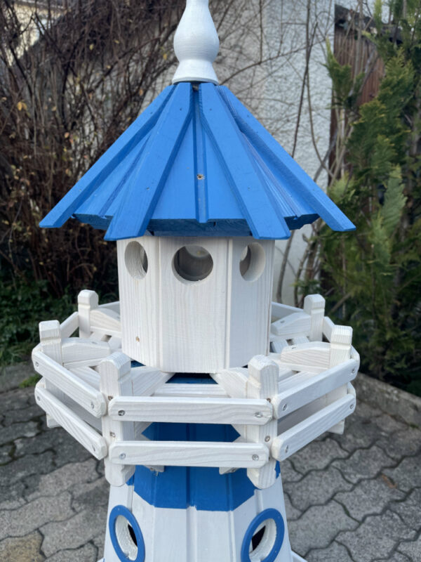 Leuchtturm für Garten, beleuchtet 230V, blau-weiss, 120cm hoch 3