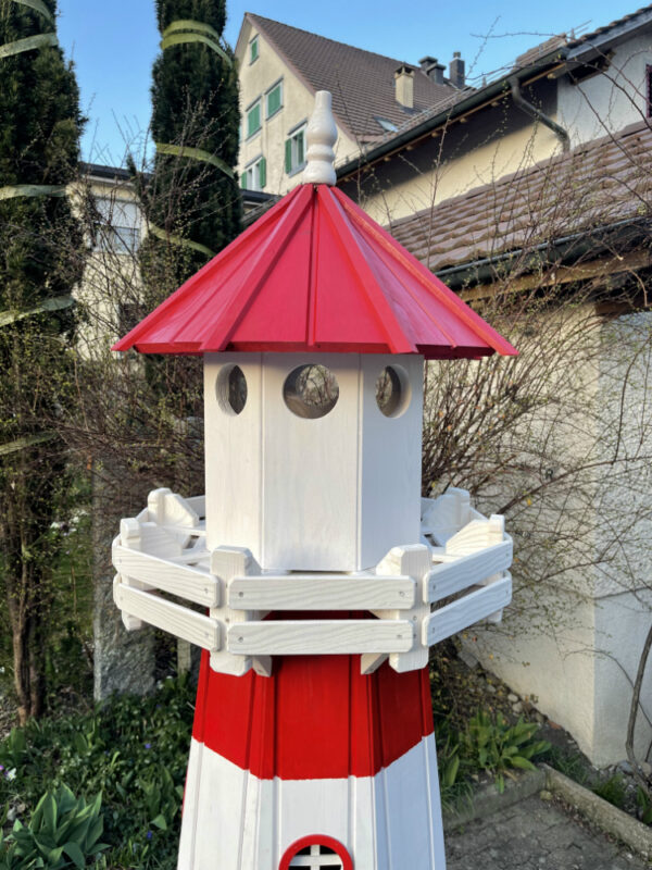 Leuchtturm Garten XXL, rot-weiss, 230V Licht, 225 cm hoch 5