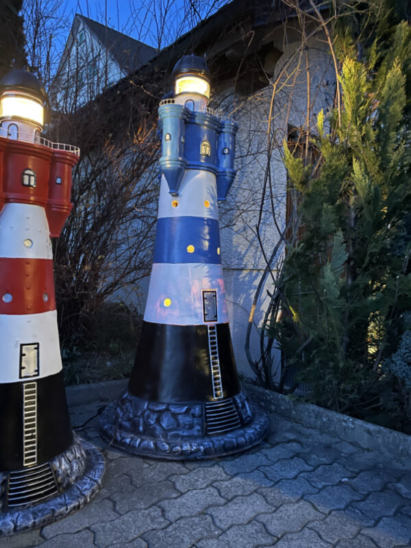 XXL Deko Leuchtturm «Roter Sand», Blau-Weiss, GFK, H:183 cm 7