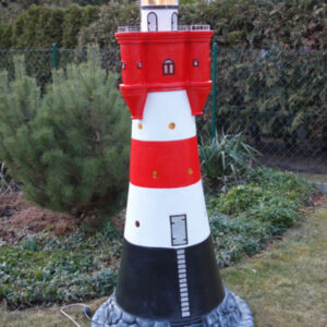 Leuchtturm Garten gross "Roter Sand", Rot-Weiss, aus GFK, 183 cm hoch