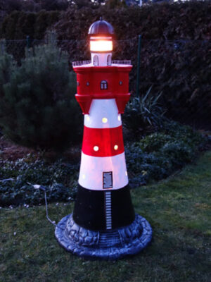 Garten Leuchtturm «Roter Sand», Rot-Weiss, GFK, 140 cm hoch