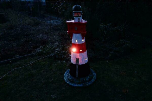 Garten Leuchtturm «Roter Sand», Rot-Weiss, GFK, 140 cm hoch 12