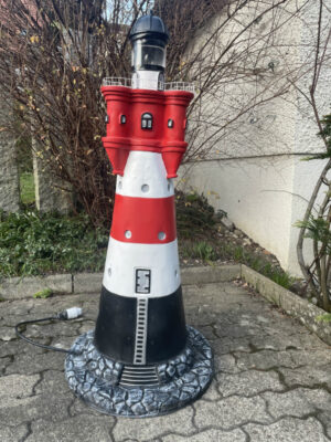 Leuchtturm Garten «Roter Sand», Rot-Weiss, KS, 140 cm hoch