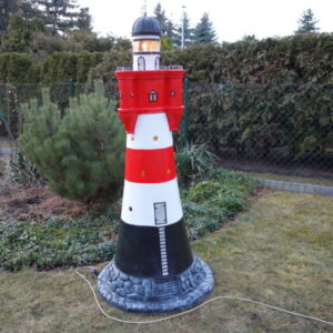 Leuchtturm Garten gross "Roter Sand", Rot-Weiss, aus GFK, 183 cm hoch