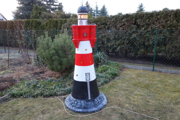 Leuchtturm Garten gross «Roter Sand», Rot-Weiss, GFK, H:183cm 2