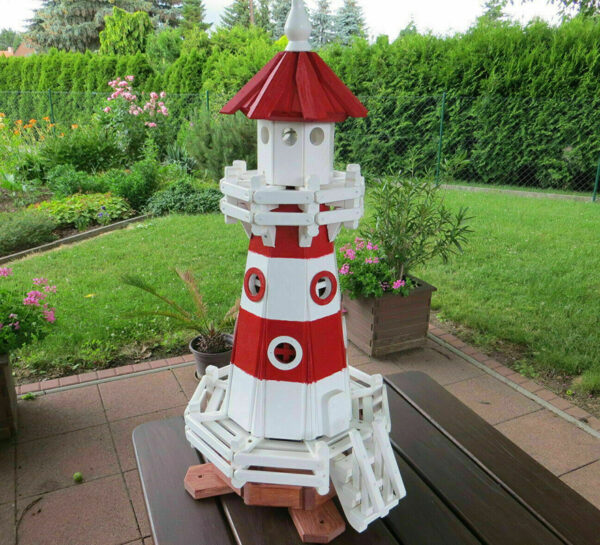 Garten Leuchtturm solar beleuchtet, rot-weiss, 120cm hoch 2