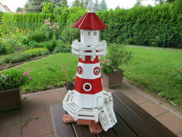 Garten Leuchtturm solar beleuchtet, rot-weiss, 120cm hoch 4