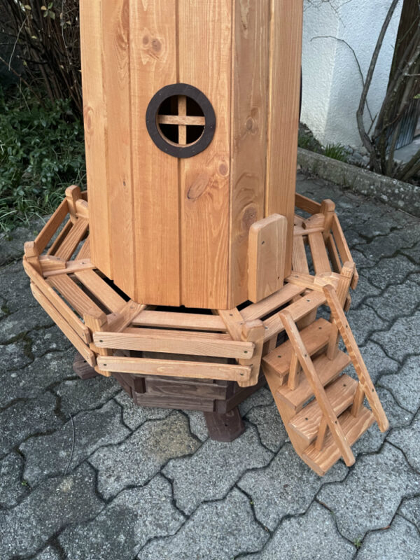 Solarleuchtturm aus Holz für Garten, teakfarben, 175 cm hoch 6