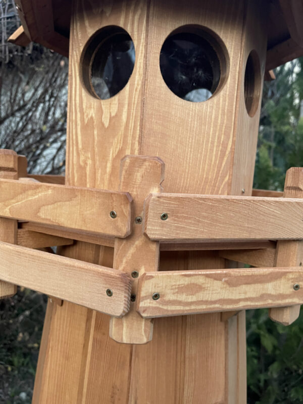 Solarleuchtturm aus Holz für Garten, teakfarben, 175 cm hoch 4