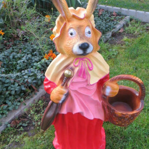 Osterhasen-Dame mit Korb und Schirm, 70 cm hoch