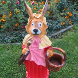 Osterhasen-Dame mit Korb und Schirm, 70 cm hoch 1