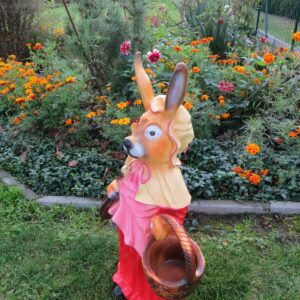 Osterhasen-Dame mit Korb und Schirm, 70 cm hoch 3