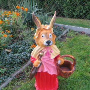 Osterhasen-Dame mit Korb und Schirm, 70 cm hoch 5