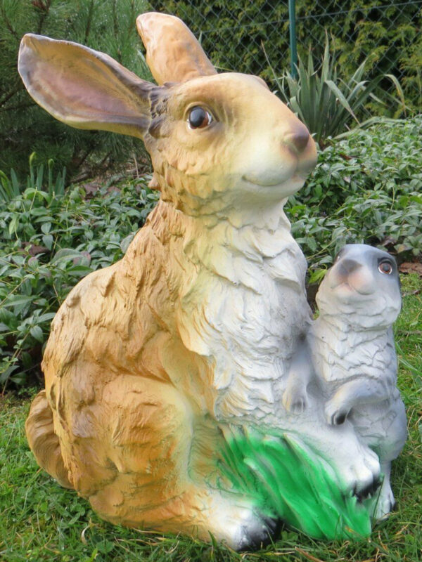 Hase mit Jungem für Ostern, 40 cm hoch